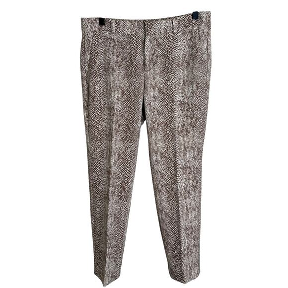 Banana Republic Avery Animal Print Straight Leg Pants Brown White Workwear 2 - Picture 1 of 9